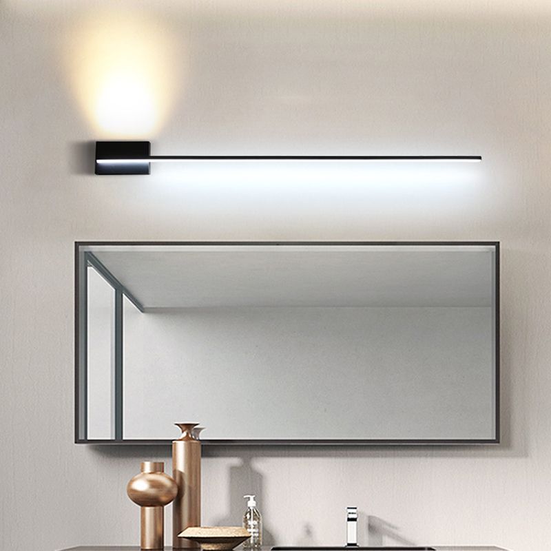 Zapemon Minimalist Linear Metal Vanity Wall Light, Black, Bathroom