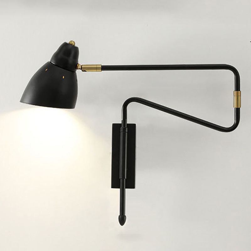 Povages Wall Lamp Modern, Metal Adjustable, Black/Gold, Study