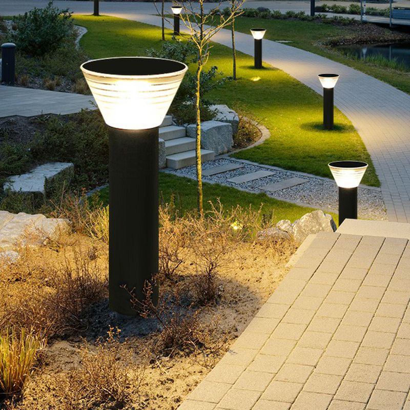 Koboper Modern Conical Solar Outdoor Bollard Light, Black