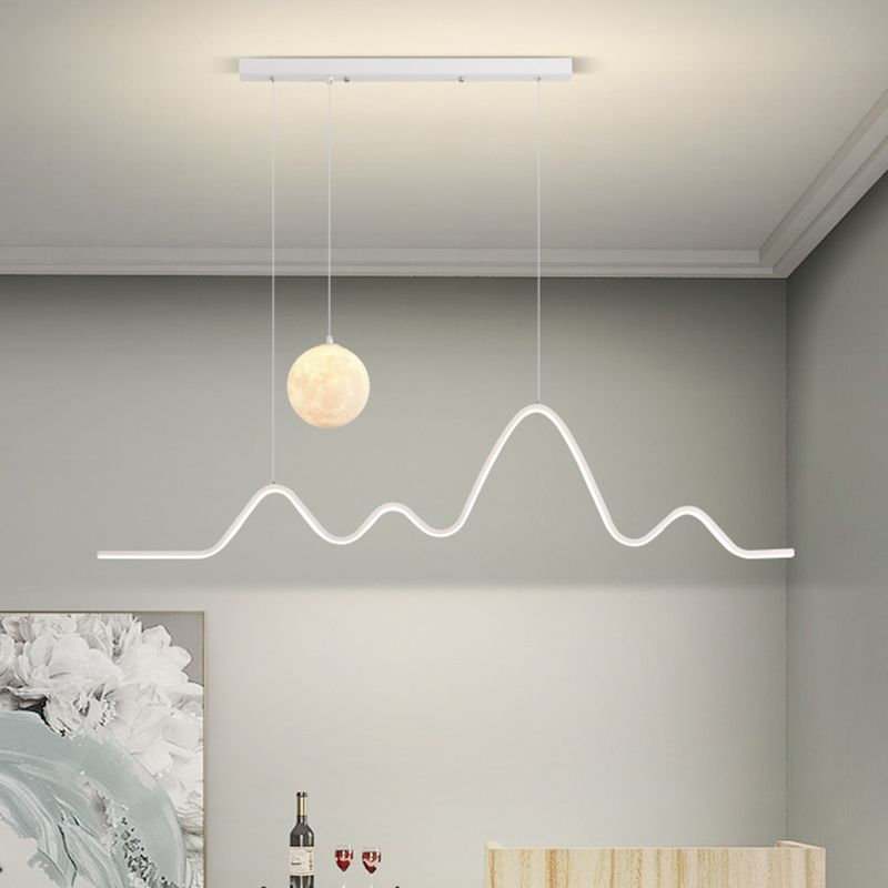 Gokanar Minimalist Wavy Metal Pendant Light, Black/White/Gold
