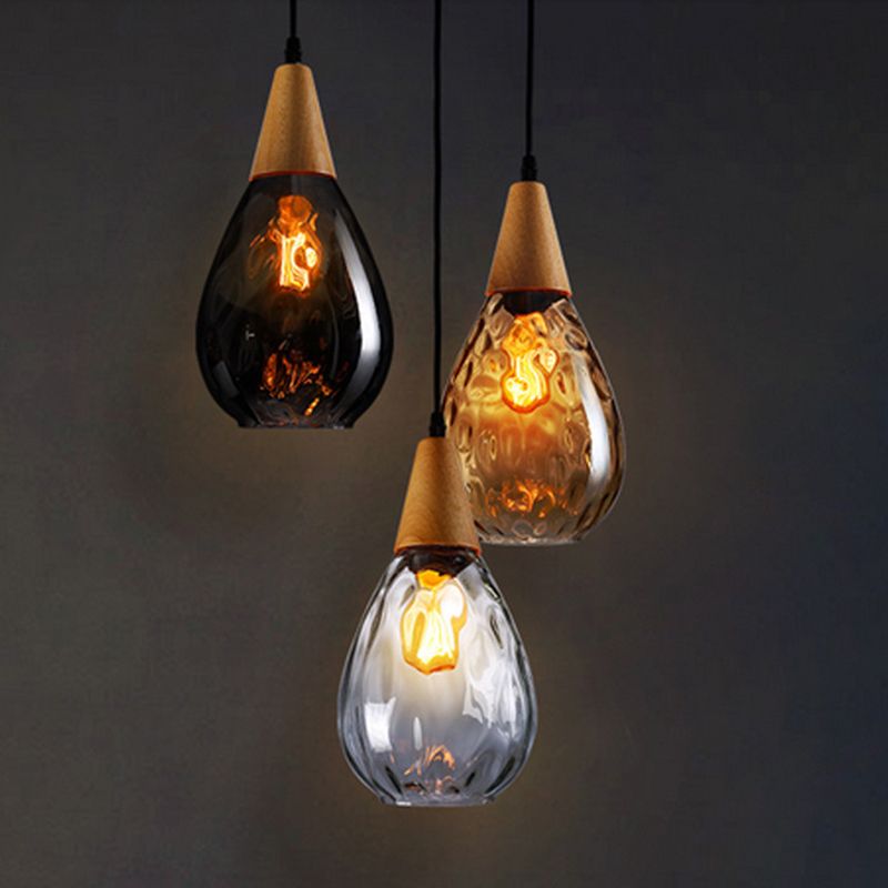 Alverin Pendant Light Glass Wood Amber-Neutral Decor