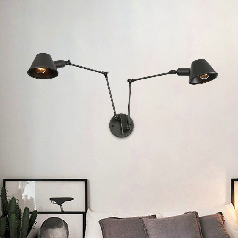 Vepemak Vintage Adjustable Metal Wall Lamp, Black/Rust, Bedroom