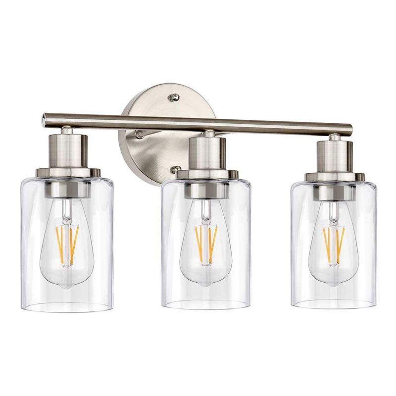 Habumit Modern Cylindrical Metal&Glass Wall Lamp In Living Room, Nickel