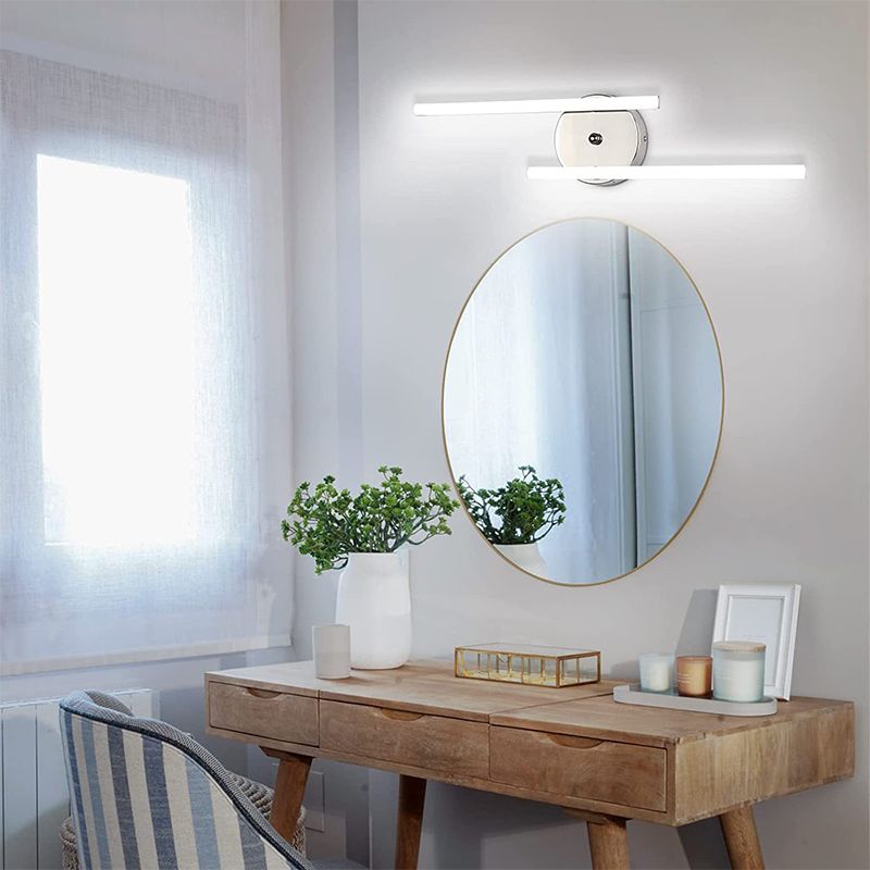Divipos Modern Bi-Linear LED Vanity Wall Lamp, Black/Silver