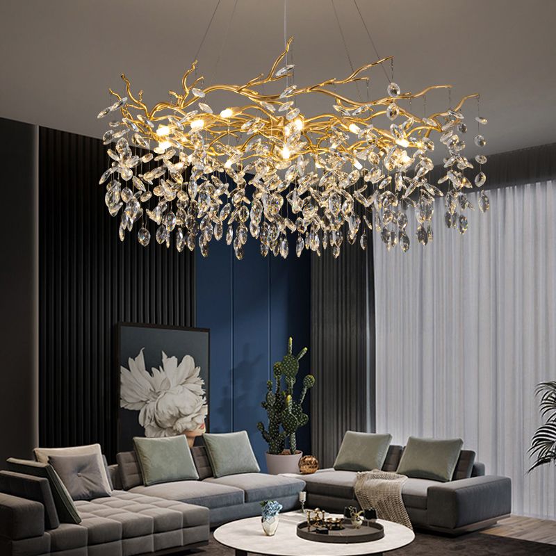Wonatik Contemporary Gold Glass Crystal Chandelier