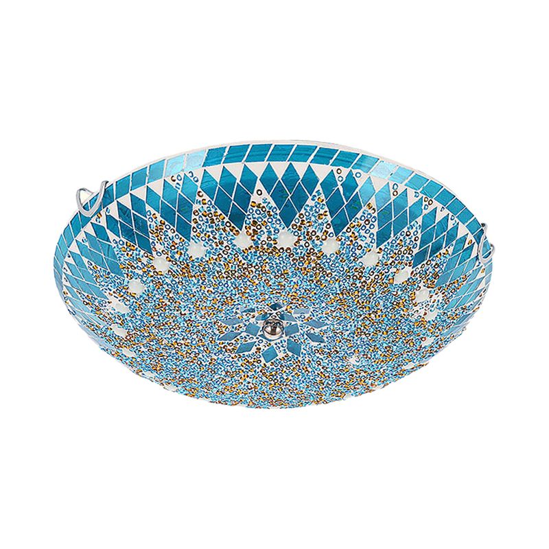 Dimoler Modern Mediterranean Glass Flush Mount Ceiling Light Blue/Yellow/White
