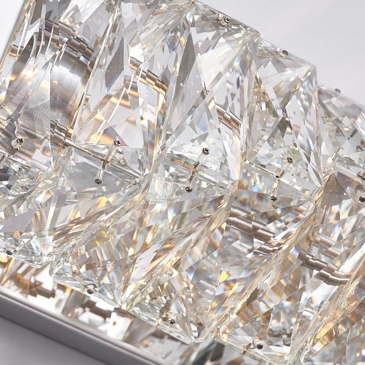 Babegot Modern Rectangular Vanity Metal Crystal LED Wall Lamp