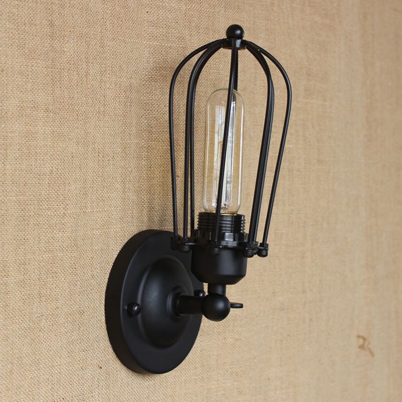 Bovevin Vintage Iron Wall Lamp, Black/Rust/Bronze/Gold/Silver