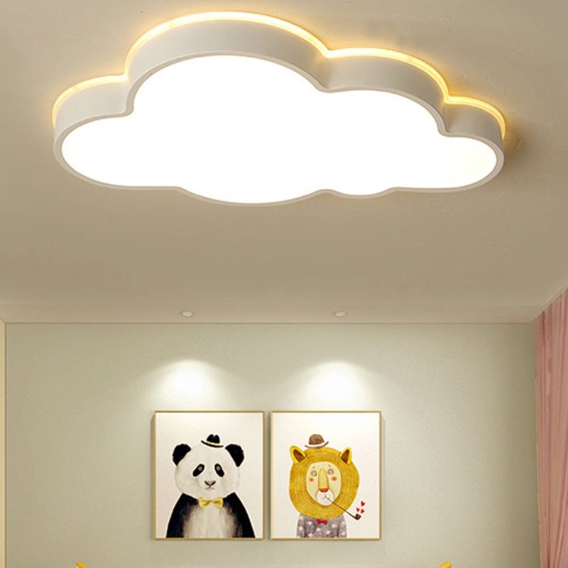 Widokal Modern Flush Mount Cloud Ceiling Light, White, Metal