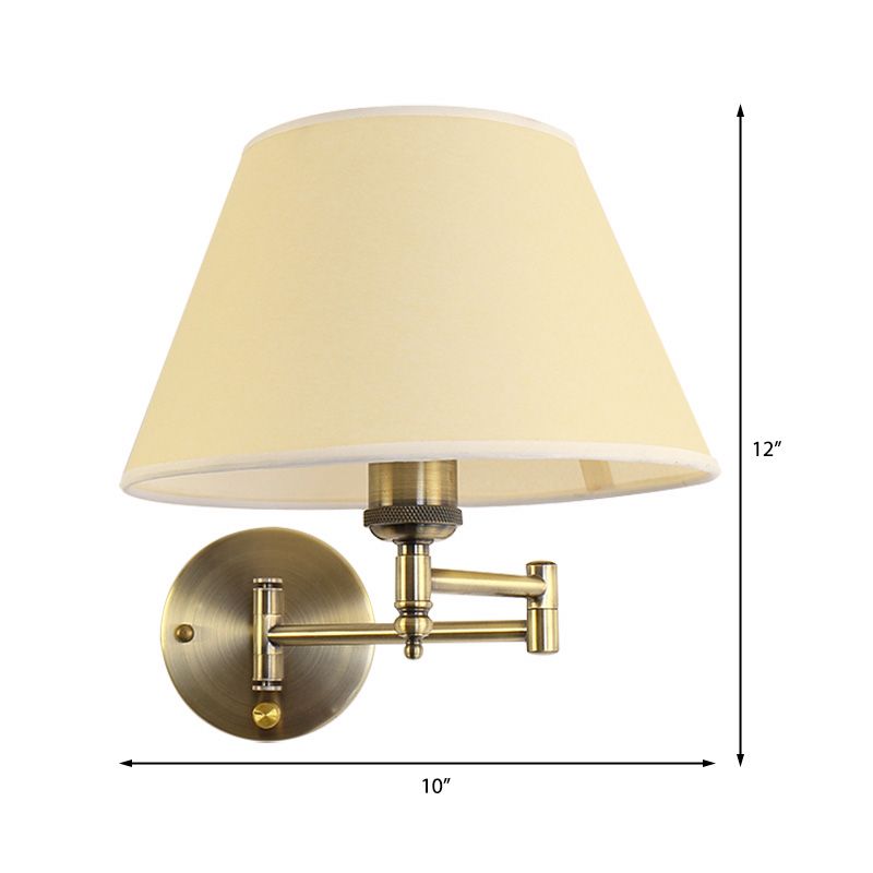 Vilamir Wall Lamp Vintage, Pleated Fabric Adjustable, White/Beige, Bedroom