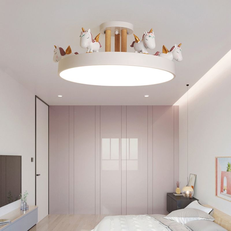 Pakemude Modern Round Unicorn Semi-Flush Mount Ceiling Light
