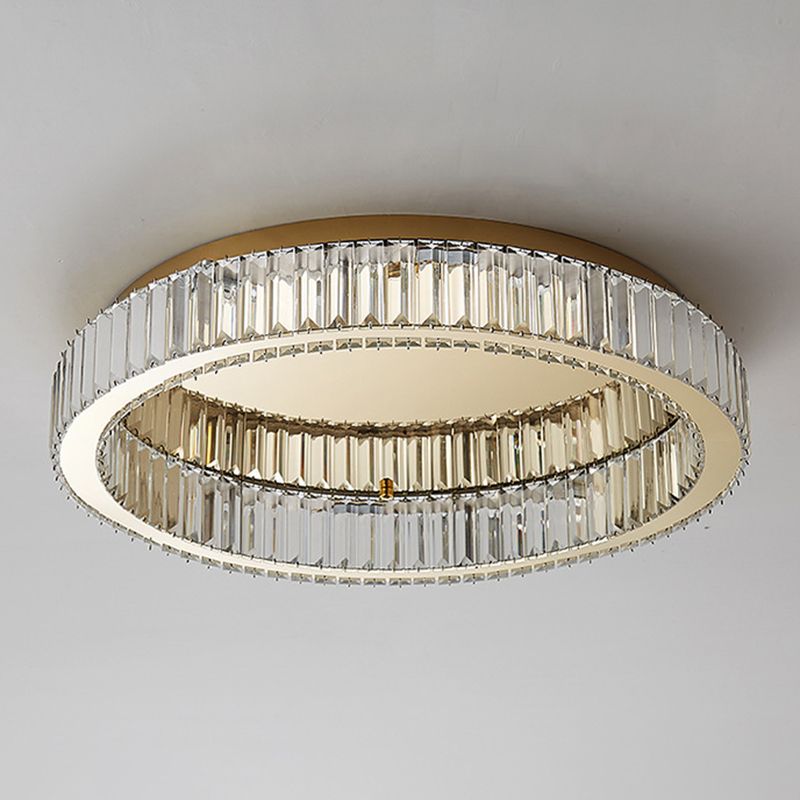 Saledud Modern Art Deco Circular Crystal Flush Mount Ceiling Light Gold
