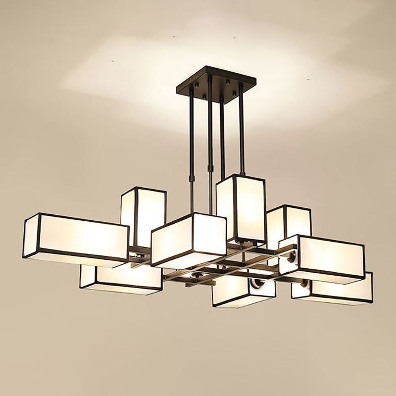 Peligud Pendant Light Square Retro, Metal/Fabric, Black/Gold, Living Room