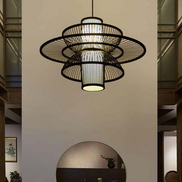 Zalepis Lotus-Shaped Rattan Pendant Light