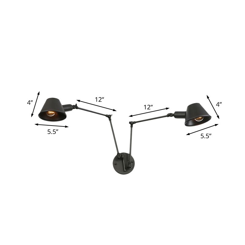 Vepemak Vintage Adjustable Metal Wall Lamp, Black/Rust, Bedroom