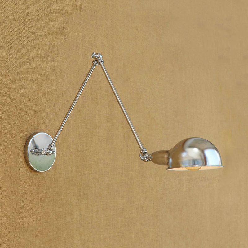 Ligales Wall Lamp Dome Minimalist, Adjustable Metal, Silver, Bedroom