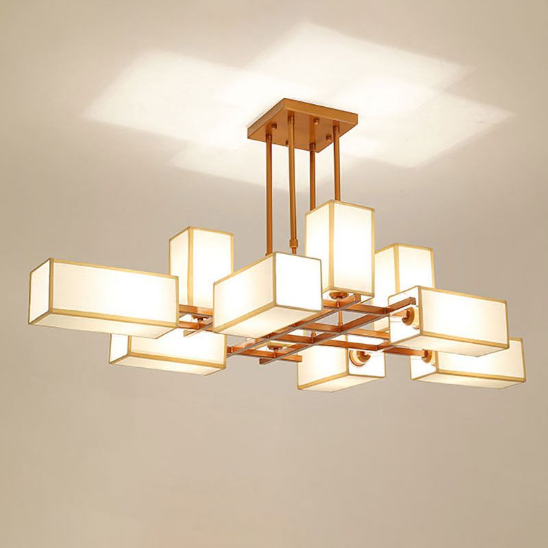 Peligud Pendant Light Square Retro, Metal/Fabric, Black/Gold, Living Room