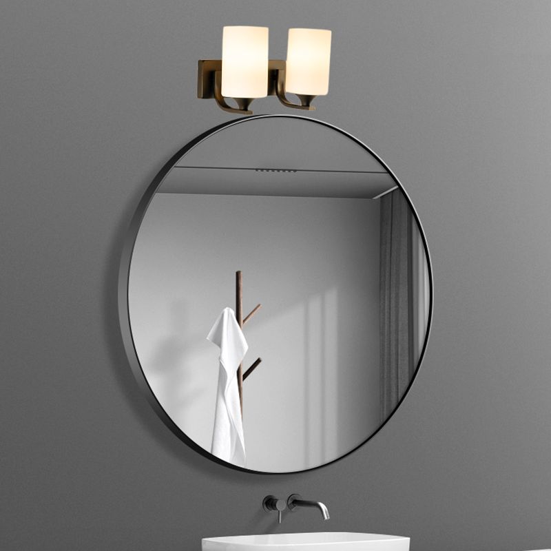 Hegopor Minimalism Cylindrical Metal Glass Art Vanity Wall Lamp, Black/Chrome
