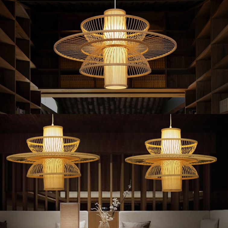 Zalepis Lotus-Shaped Rattan Pendant Light