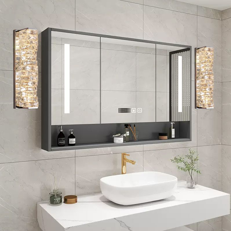 Babegot Modern Rectangular Vanity Metal Crystal LED Wall Lamp
