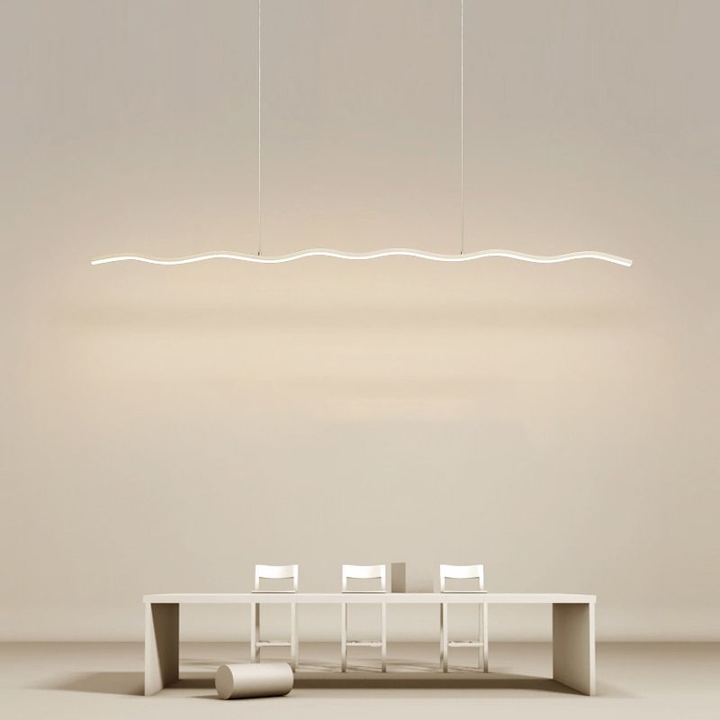 Tusudod Wave Linear Pendant Light, Black/White
