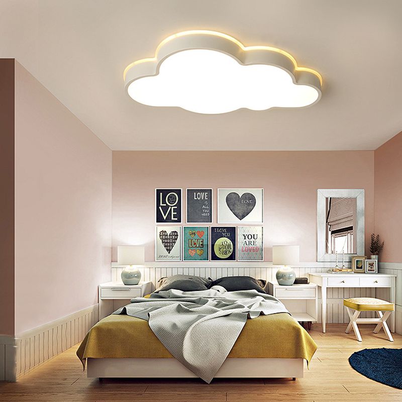 Widokal Modern Flush Mount Cloud Ceiling Light, White, Metal