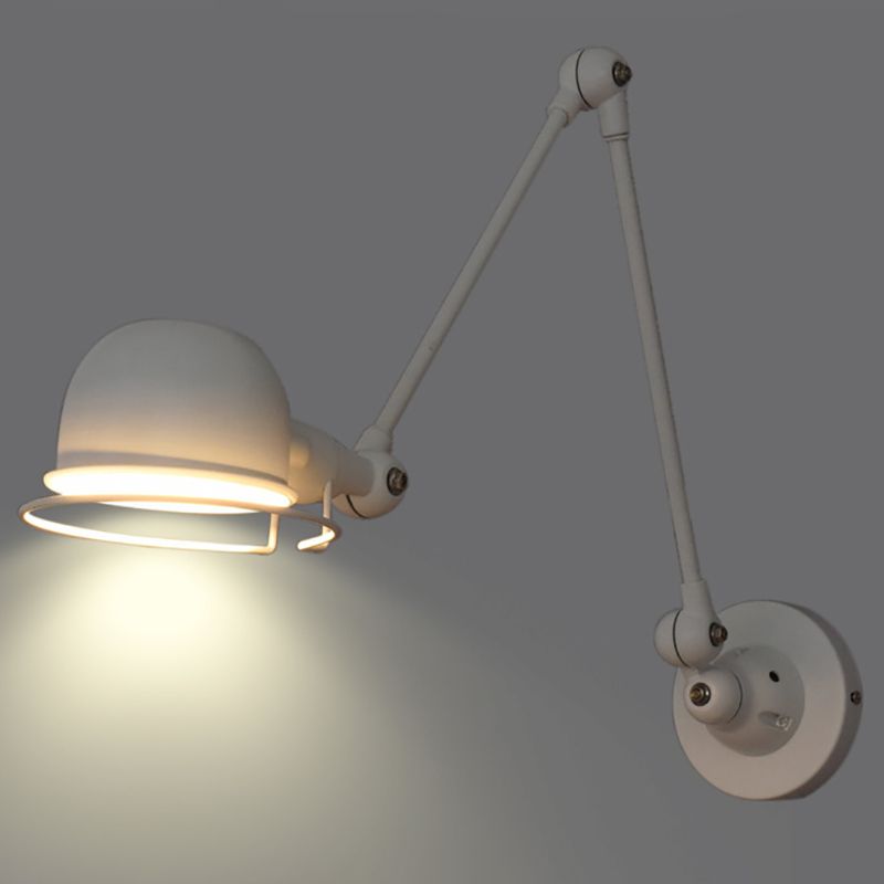 Sirupor Wall Lamp Dome Modern, Metal Arm Adjustable, Black/White, Bedroom
