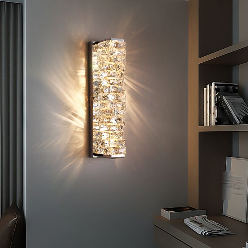 Babegot Modern Rectangular Vanity Metal Crystal LED Wall Lamp