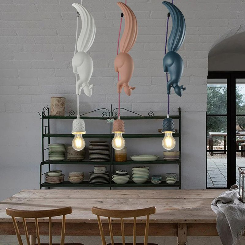 Jamolile Pendant Light Squirrel/Pinecone Modern, Resin, Restaurant