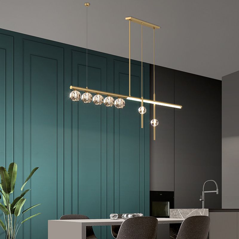 Luredel Metal & Crystal Pendant Light, Gold