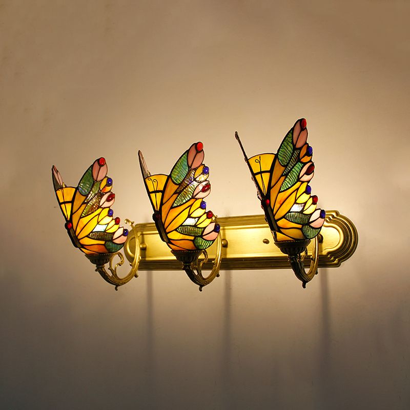 Josuket Artistic Butterfly Metal/Glass Lamps Wall, Red/Blue/Multi-Color/Light Blue