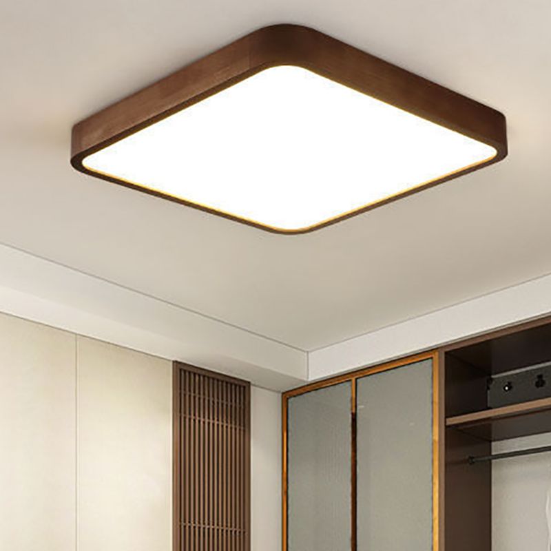 Fomalan Modern Geometric Walnut LED Flush Mount Ceiling Light