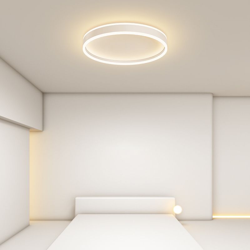 Vapevud Modern Round Led Metal Flush Mount Ceiling Light, White/Black