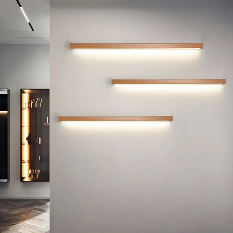 Varelin Wall Lamp Linear Mirror Wooden Front Vanity-Neutral Decor