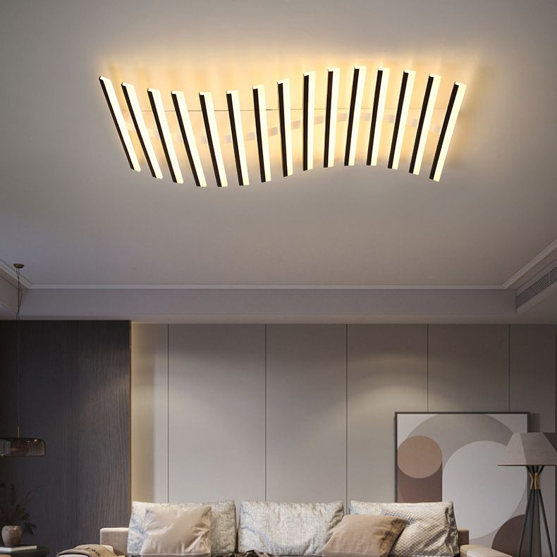 Tegomes Flush Mount Ceiling Light Linear Modern,Wave Black, Living Room