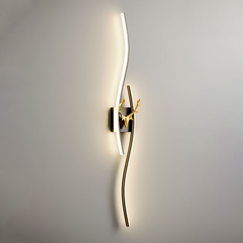 Zedulum Modern Linear Metal Vanity LED Wall Lamp, Black/Gold