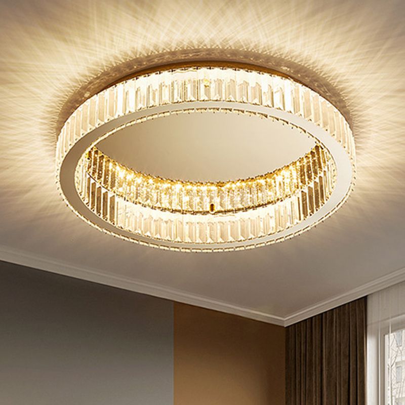 Saledud Modern Art Deco Circular Crystal Flush Mount Ceiling Light Gold