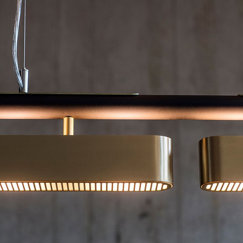 Bevakit Pendant Light Rectangular Modern, Metal, Black/Brass, Office