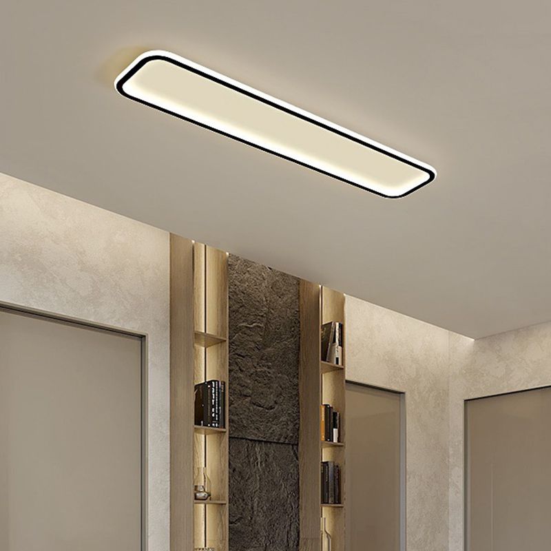Zanumor Minimalist Flush Mount Black Frame Rectangular Ceiling Light