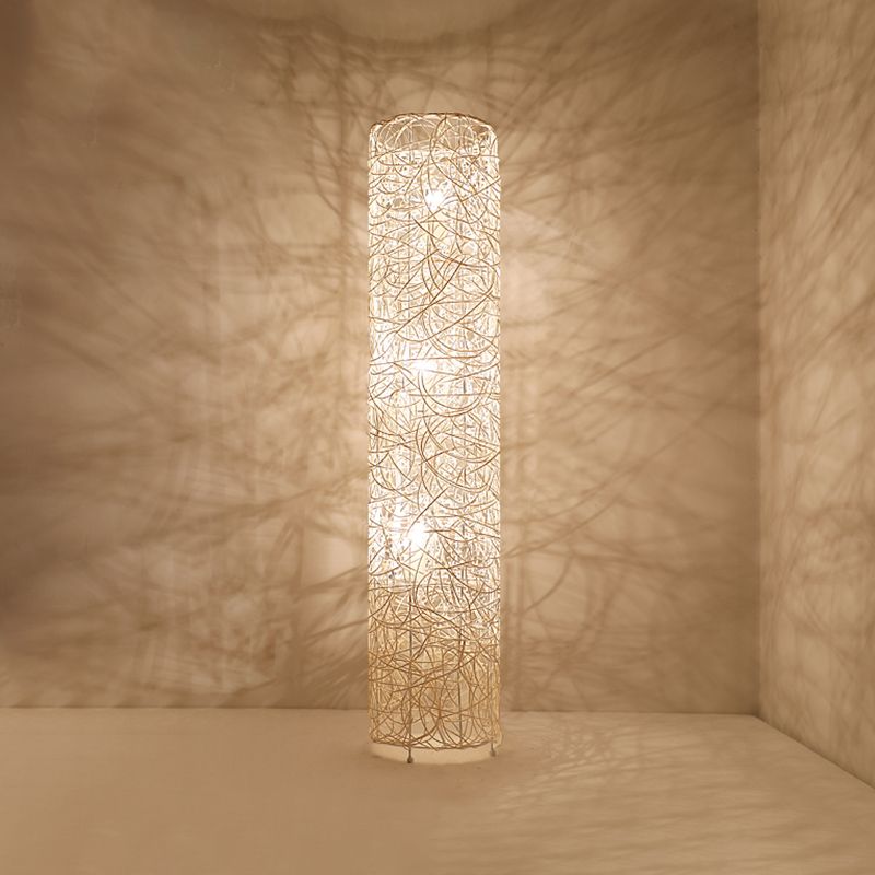 Hatenon Retro Vase Wood Rattan Floor Lamp, White/Brown