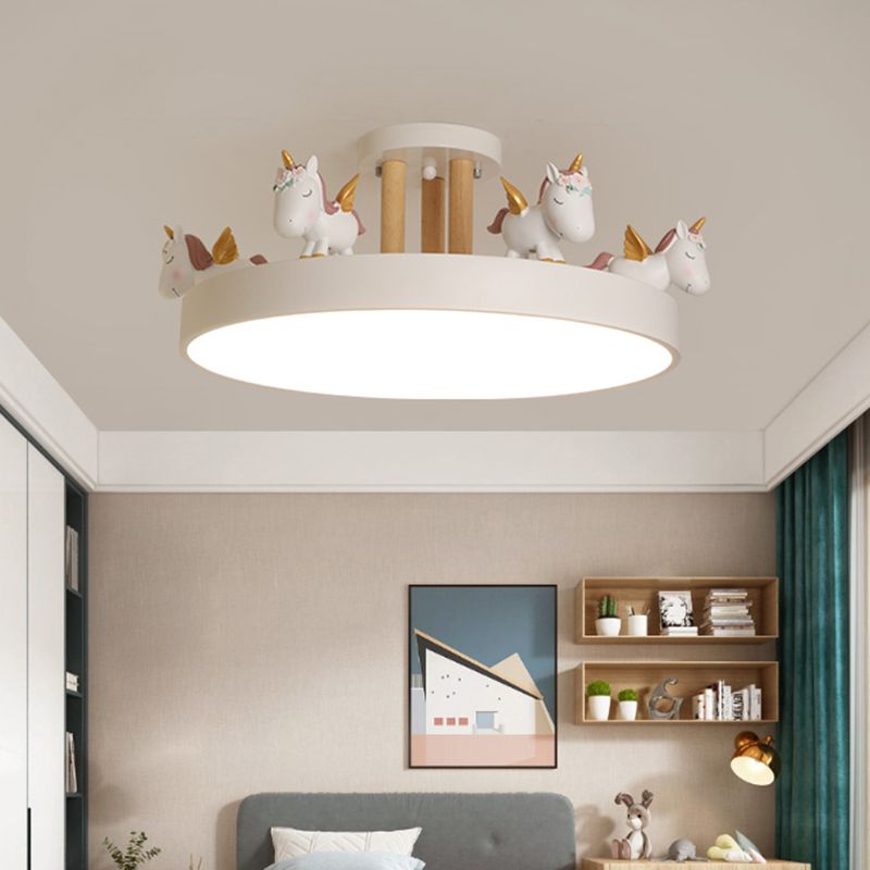 Pakemude Modern Round Unicorn Semi-Flush Mount Ceiling Light