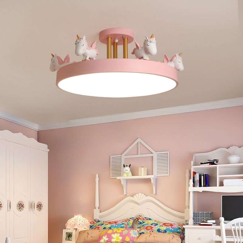 Pakemude Modern Round Unicorn Semi-Flush Mount Ceiling Light