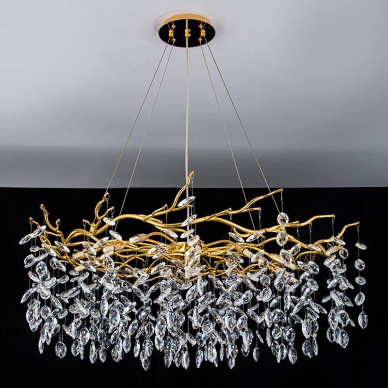 Wonatik Contemporary Gold Glass Crystal Chandelier