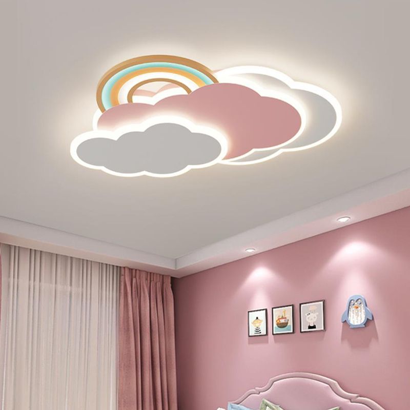 Resemid Modern Cloud/Rainbow Flush Mount Ceiling Light Pink/White