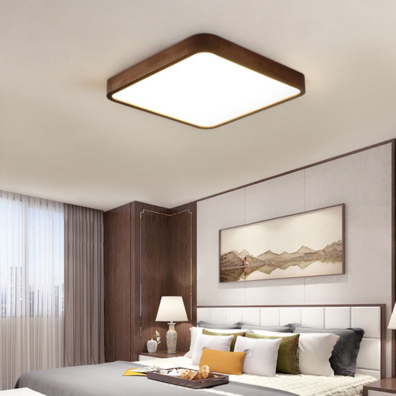 Fomalan Modern Geometric Walnut LED Flush Mount Ceiling Light