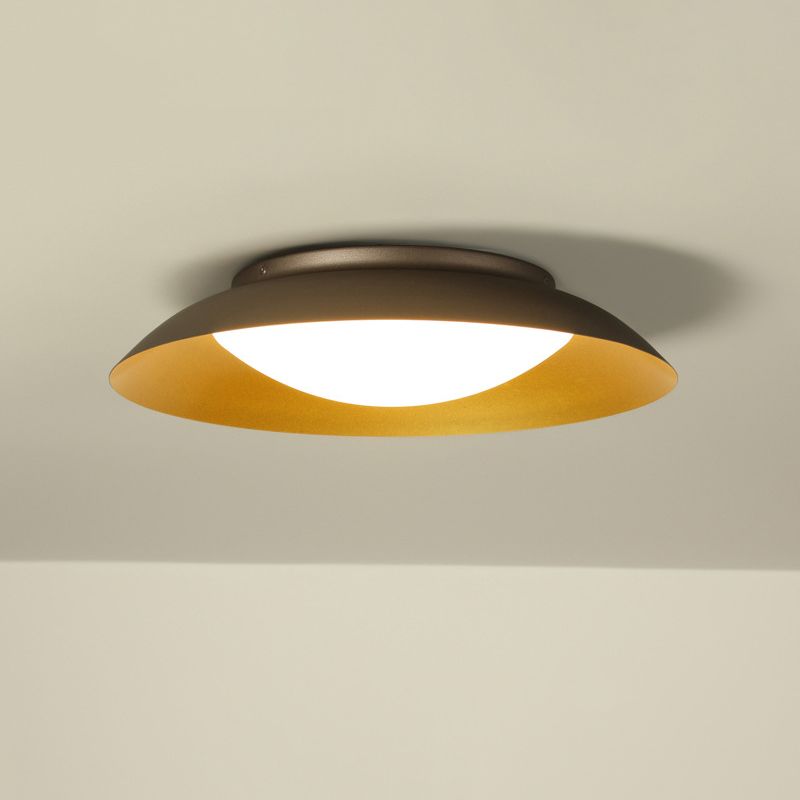 Rebenos Round Metal Flush Mount Ceiling Light, Brass