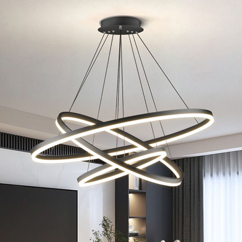 Gudolor 3-Rings Black Black Modern Pendant Light