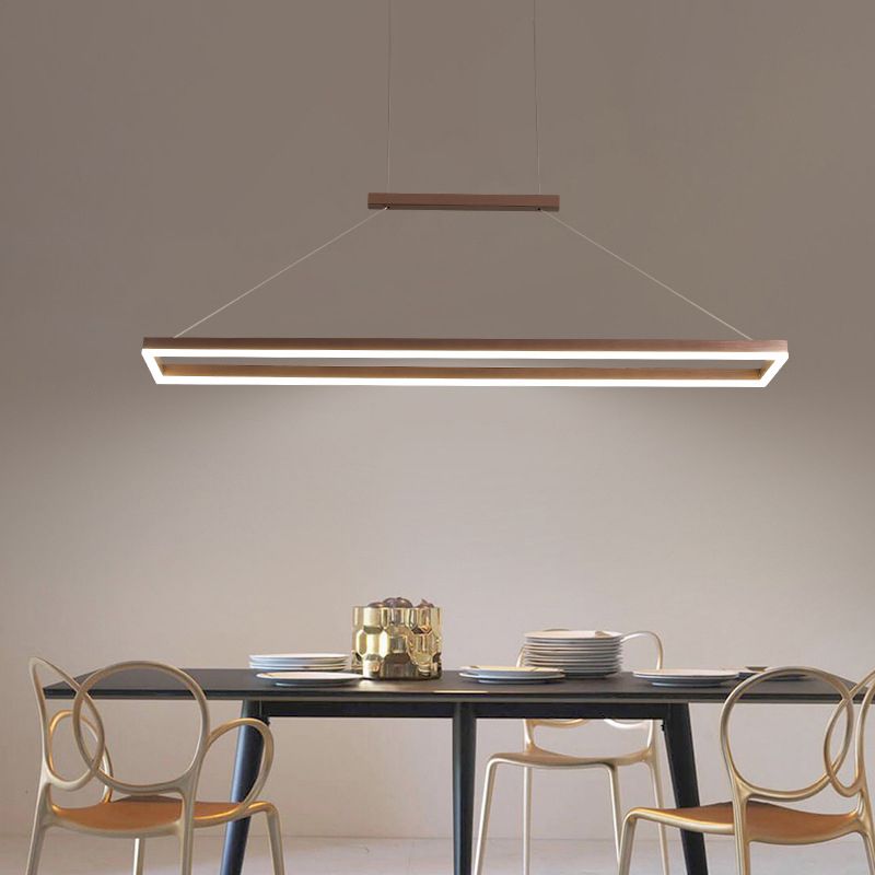 Nexil Modern Rectangular Hanging Pendant Light, Gold/Coffee-Neutral Decor