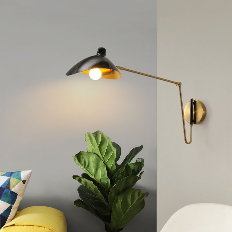 Faturor Industrial Swing Arm Vanity Wall Lamp, Black/Gold