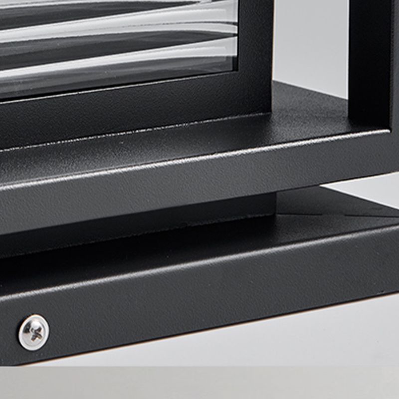 Polokur Contemporary LED Rectangular Metal Outdoor Lamps, Black